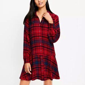 Loft Petite Mini Flounce Shirt Dress